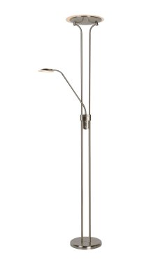 Lucide Champion - lampadaire - Ø 25,4 x 180 cm - 20W + 4W dimmable LED inclus - chrome mat