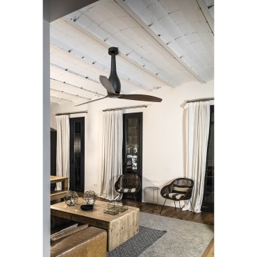 Faro Eterfan - ventilateur de plafond avec télécommande - Ø 128 cm - brun foncé et noir mat
