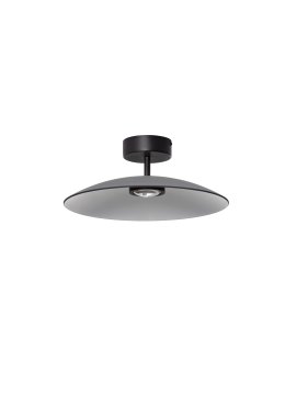 Nova Luce Polifemo - plafonnier - Ø 40 x 16 cm - 12W LED inclus - verre fumé et noir sablé
