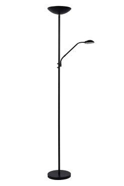 Lucide Zenith - lampadaire avec liseuse - 180 cm - 20W + 4W LED dimmable inclus - noir