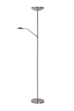 Lucide Zenith - lampadaire avec liseuse - 180 cm - 20W + 4W LED dimmable inclus - chrome mat