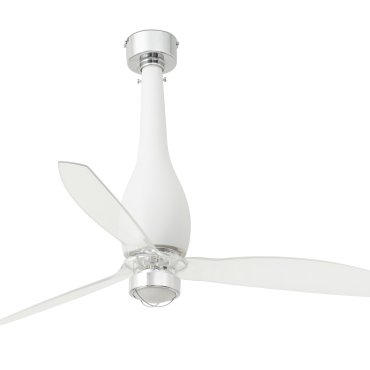 Faro Eterfan - ventilateur de plafond avec lumière et télécommande - Ø 128 cm - 17W LED inclus - blanc mat et transparent