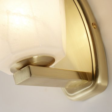 Searchlight Rocky - applique murale - 11 x 22 cm - IP44 - laiton satiné et blanc