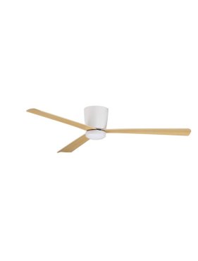 Nova Luce Dell - ventilateur de plafond avec télécommande et option lumière - Ø 121,9 x 18,2 cm - blanc &amp; bois