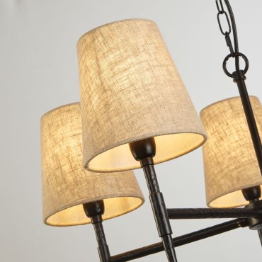 Searchlight Gothic - lustre - Ø 66 x 130 cm - noir et lin naturel