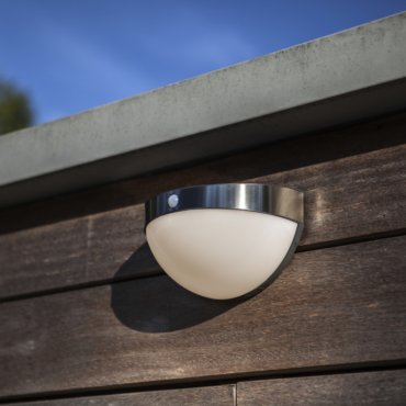 Lutec Bubble - applique murale extérieure avec capteur solaire - 22 x 12 x 12 cm - 2,3W LED inclus - IP44 - acier inoxydable