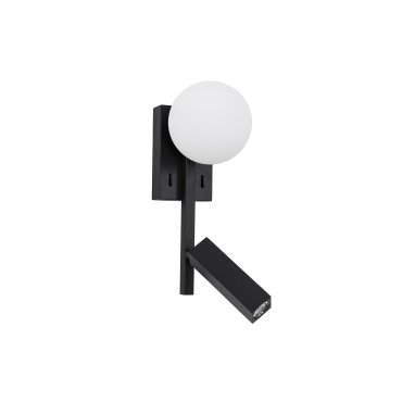 Nova Luce Joline - applique murale avec interrupteur - 14 x 10 x 26 cm - 3W LED inclus - noir sable et blanc opale