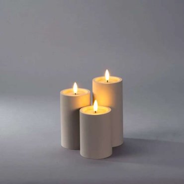 Konstsmide - Bougie à LED sur batterie avec flamme vacillante - Ø 7 x 12 cm - IP44 - beige