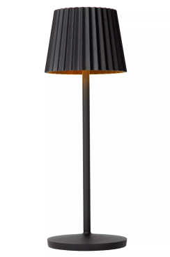 Lucide Justine - lampe de table extérieure sans fil avec station de charge - Ø 13,5 x 38 cm - 2W LED dimmable inclus - IP54 - noir