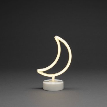 Konstsmide Lumières de Noël - lune néon à piles - 16 x 10 x 26 cm - blanc