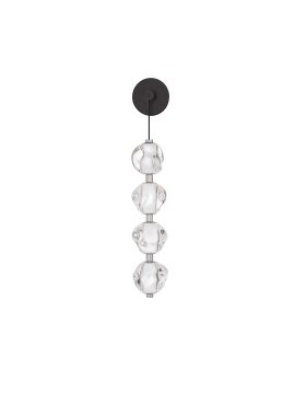 Nova Luce Ifos - applique murale - Ø 12 x 67 x 13,5 cm - 17W dimmable LED inclus - noir sablé et métal chromé