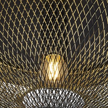 Searchlight Honeycomb - plafonnier - Ø 40 x 21 cm - noir mat et or