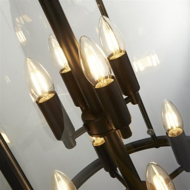 Searchlight Lantern Grande - lampe suspendue - Ø 43 x 150 cm - noir