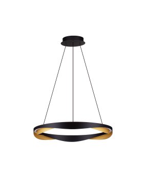 Nova Luce Radon - lampe suspendue - Ø 65 x 160 cm - 53W dimmable LED inclus - noir mat et or