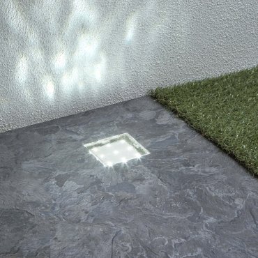 Searchlight LED Outdoor - spot extérieur au sol - 8 x 8 x 6,4 cm - 0,54W LED inclus - IP68 - transparent