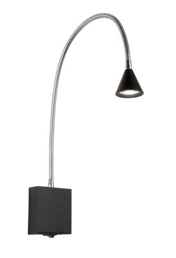 Lucide Buddy - applique murale - 8 x 8 x 60 cm - 3W LED inclus - noir