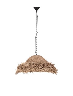 Nova Luce Natu - lampe suspendue - Ø 86 x 200 cm - joncs de mer naturel et noir