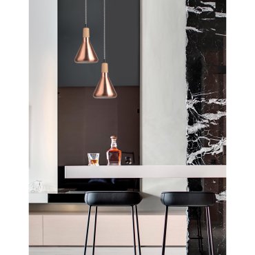 Nova Luce Venanzio - lampe suspendue - Ø 12,5 x 120 cm - cuivre