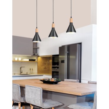 Nova Luce Venanzio - lampe suspendue - Ø 12,5 x 120 cm - noir