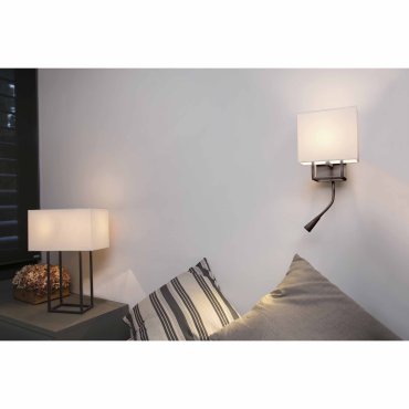 Faro Vesper - applique murale avec interrupteur - 22 x 15 x 45 cm - 1W LED incl. - brun et beige