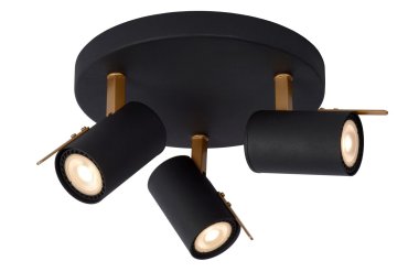 Lucide Grony - spot en saillie - Ø 23 x 15 cm - 3 x 5W LED dimmable inclus - noir