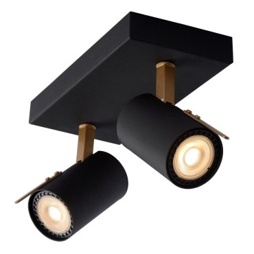 Lucide Grony - spot en saillie - 22 x 10 x 15 cm - 2 x 5W LED dimmable inclus - noir