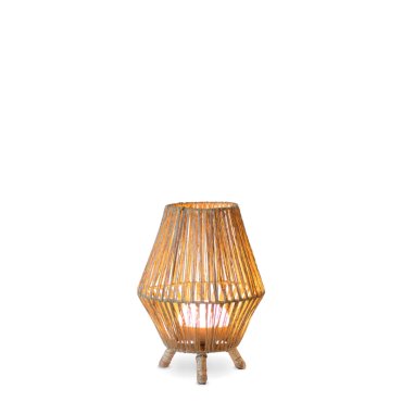 New Garden Sisine - lampe de table avec source lumineuse rechargeable et télécommande - Ø 25,5 x 32,5 cm - 9W dimmable LED inclus - IP54 - marron