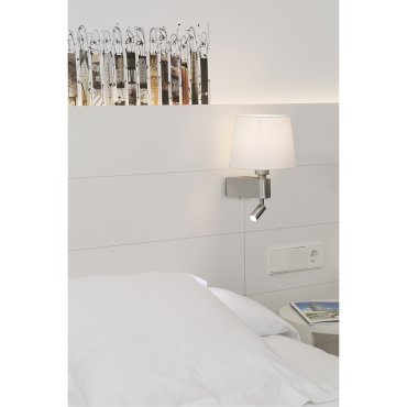 Faro Room - applique murale avec interrupteur - 20 x 22,5 x 29 cm - 3W LED inclus - blanc et nickel satiné