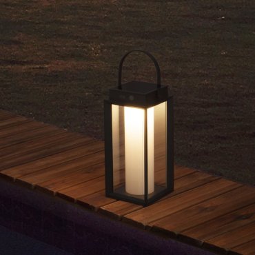 Nova Luce Verhal - lampe de table portable à énergie solaire avec port USB - 16 x 47,5 x 16 cm - 2W dimmable LED inclus -  IP54 - anthracite foncé