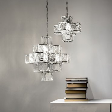 Searchlight Glacier - lampe suspendue - 34,5 x 34,5 x 81 cm - chrome