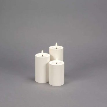Konstsmide - Bougie LED en bloc sur piles avec flamme vacillante - Ø 7 x 10 cm - IP44 - blanc