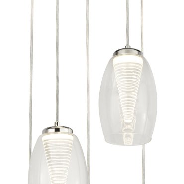 Searchlight Cyclone - lampe suspendue - Ø 35 x 150 cm - 27W LED dimmable inclus - chrome et transparent