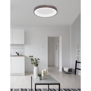 Nova Luce Rando Thin - plafonnier - Ø 60 x 9 cm - 50W LED dimmable inclus - café brossé