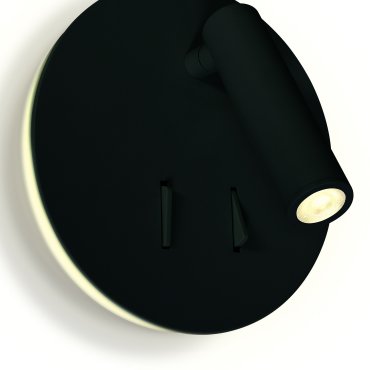 ONE Light Dark Light Cylinders - spot mural avec interrupteur - Ø 14,8 x 3,2 cm - 3W + 5W LED inclus - noir