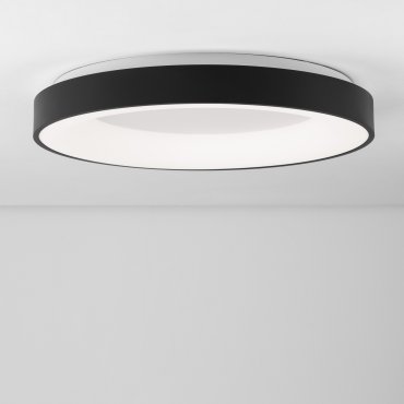 Nova Luce Rando Thin - plafonnier - Ø 60 x 9 cm - 50W LED dimmable inclus - noir sable - couleur blanc chaud