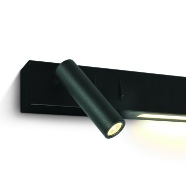 ONE Light Reading Spot - spot mural avec interrupteur - 30 x 3,5 x 5 cm - 3W + 6W LED inclus - noir
