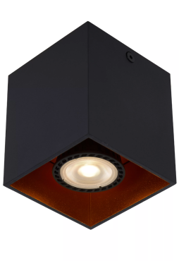 Lucide Bido - spot en saillie - 8,3 x 8,3 x 9,5 cm - noir et laiton