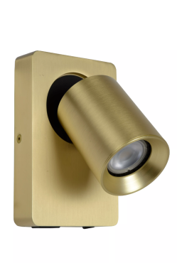 Lucide Nigel - applique murale avec interrupteur et port USB - 16 x 10 x 11,8 cm - 5W LED dimmable inclus - matt gold
