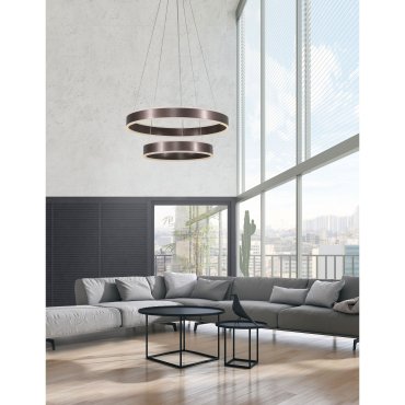 Nova Luce Nador - lampe suspendue - Ø 60 x 120 cm - 75W LED dimmable inclus - brun café