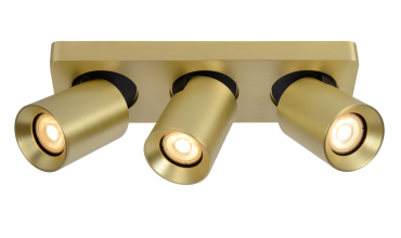 Lucide Nigel - spot en saillie - 30 x 10 x 11,5 cm - 3 x 5W LED dimmable inclus - dim to warm - gold