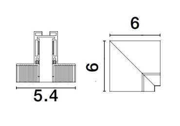 Nova Luce Ultra Slim - rail magnétique encastré sans raccord - connecteur vertical à 90 degrés - 6 x 6 cm - noir