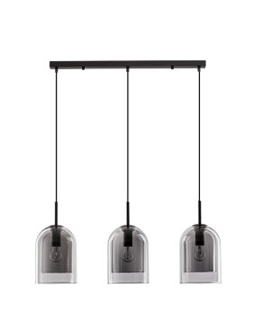 Nova Luce Velor 3L - lampe suspendue - Ø 70 x 158 cm - verre fumé et noir