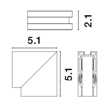 Nova Luce Ultra Slim - rail magnétique pour montage en surface - connecteur vertical à 90 degrés - 5,1 x 5,1 cm - noir