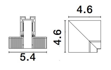 Nova Luce Ultra Slim - rail magnétique encastré sans raccord avec ailettes de 1cm de profondeur - connecteur vertical à 90 degrés - 4,6 x 4,6 cm - noir
