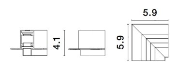Nova Luce Ultra Slim - rail magnétique encastré sans raccord avec ailettes de 1cm de profondeur - connecteur horizontal à 90 degrés - 5,9 x 5,9 cm - noir