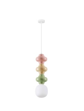 Nova Luce Clio - lampe suspendue - Ø 18 x 240 cm - rose, jaune, vert, blanc et verre opale