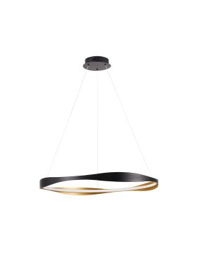 Nova Luce Dobi - lampe suspendue - Ø 80 x 120 cm - 40W dimmable LED inclus - noir sablé et or