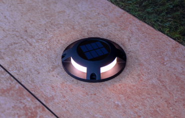 Century Italia Step Solar - projecteur de sol solaire avec capteur jour/nuit - Ø12 x 2,6 cm - 0,04W LED inclus - IP67 - noir - 4000K