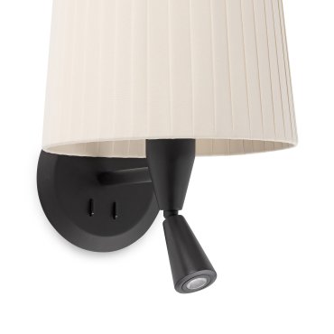 Faro Samba - applique murale avec interrupteur - 21,5 x 19 x 17,3 cm - 3W LED inclus - noir et beige