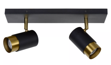 Lucide Floris - spot en saillie - 35 x 10,9 x 12,5 cm - noir et laiton